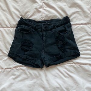 KanCan black ripped jean shorts